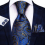 Hi-Tie Striped Solid Navy Blue Silk Mens Wedding Tie Gift Necktie For Men Quality Hanky Cufflink Business Party Fashion Designer
