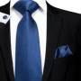 Hi-Tie Striped Solid Navy Blue Silk Mens Wedding Tie Gift Necktie For Men Quality Hanky Cufflink Business Party Fashion Designer