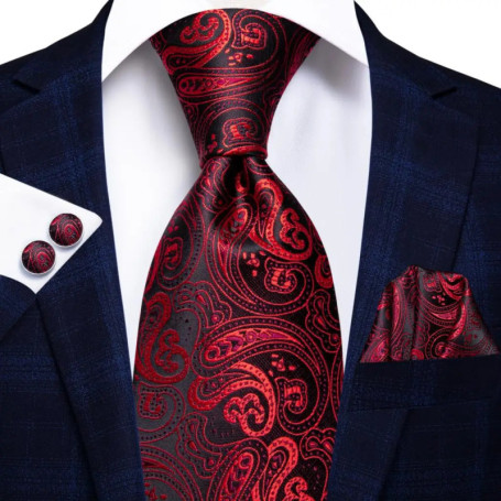 Hi-Tie Designer Striped Burgundy Black Silk Wedding Tie For Men Handky Cufflink Gift Men Necktie Fashion Business Party Dropship