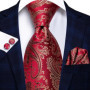 Hi-Tie Designer Striped Burgundy Black Silk Wedding Tie For Men Handky Cufflink Gift Men Necktie Fashion Business Party Dropship