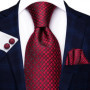 Hi-Tie Designer Striped Burgundy Black Silk Wedding Tie For Men Handky Cufflink Gift Men Necktie Fashion Business Party Dropship