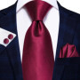 Hi-Tie Designer Striped Burgundy Black Silk Wedding Tie For Men Handky Cufflink Gift Men Necktie Fashion Business Party Dropship