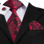 Hi-Tie Designer Striped Burgundy Black Silk Wedding Tie For Men Handky Cufflink Gift Men Necktie Fashion Business Party Dropship