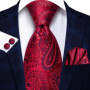 Hi-Tie Designer Striped Burgundy Black Silk Wedding Tie For Men Handky Cufflink Gift Men Necktie Fashion Business Party Dropship