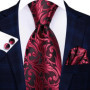 Hi-Tie Designer Striped Burgundy Black Silk Wedding Tie For Men Handky Cufflink Gift Men Necktie Fashion Business Party Dropship