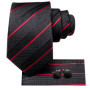 Hi-Tie Designer Striped Burgundy Black Silk Wedding Tie For Men Handky Cufflink Gift Men Necktie Fashion Business Party Dropship