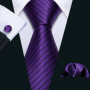 Fashion Silk Purple Solid Mens Wedding Tie Hanky Set Barry.Wang Designer Paisley Floral Neckties For Mens Gift Party Groom