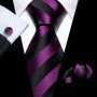 Fashion Silk Purple Solid Mens Wedding Tie Hanky Set Barry.Wang Designer Paisley Floral Neckties For Mens Gift Party Groom