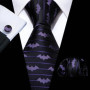 Fashion Silk Purple Solid Mens Wedding Tie Hanky Set Barry.Wang Designer Paisley Floral Neckties For Mens Gift Party Groom