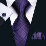 Fashion Silk Purple Solid Mens Wedding Tie Hanky Set Barry.Wang Designer Paisley Floral Neckties For Mens Gift Party Groom