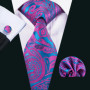 Fashion Silk Purple Solid Mens Wedding Tie Hanky Set Barry.Wang Designer Paisley Floral Neckties For Mens Gift Party Groom