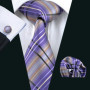 Fashion Silk Purple Solid Mens Wedding Tie Hanky Set Barry.Wang Designer Paisley Floral Neckties For Mens Gift Party Groom