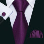 Fashion Silk Purple Solid Mens Wedding Tie Hanky Set Barry.Wang Designer Paisley Floral Neckties For Mens Gift Party Groom
