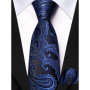 Hi-Tie Boy Silk Tie For Children Navy Blue Plaid Luxury Designer Handky Child Necktie 120CM Long 6CM Wide Fashion Student Tie