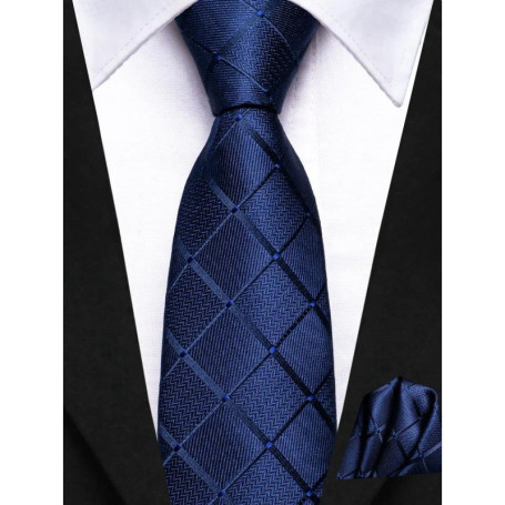 Hi-Tie Boy Silk Tie For Children Navy Blue Plaid Luxury Designer Handky Child Necktie 120CM Long 6CM Wide Fashion Student Tie