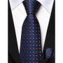 Hi-Tie Boy Silk Tie For Children Navy Blue Plaid Luxury Designer Handky Child Necktie 120CM Long 6CM Wide Fashion Student Tie