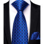 Hi-Tie Boy Silk Tie For Children Navy Blue Plaid Luxury Designer Handky Child Necktie 120CM Long 6CM Wide Fashion Student Tie
