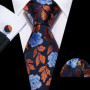 Mens Wedding Tie Brown Floral Silk Tie Hanky Set Barry.Wang Jacquard Woven Fashion Designer 9cm Neck Tie For Men Party FA-5507