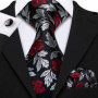Mens Wedding Tie Brown Floral Silk Tie Hanky Set Barry.Wang Jacquard Woven Fashion Designer 9cm Neck Tie For Men Party FA-5507
