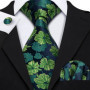 Mens Wedding Tie Brown Floral Silk Tie Hanky Set Barry.Wang Jacquard Woven Fashion Designer 9cm Neck Tie For Men Party FA-5507
