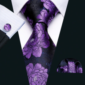 Mens Wedding Tie Brown Floral Silk Tie Hanky Set Barry.Wang Jacquard Woven Fashion Designer 9cm Neck Tie For Men Party FA-5507