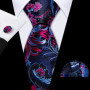 Mens Wedding Tie Brown Floral Silk Tie Hanky Set Barry.Wang Jacquard Woven Fashion Designer 9cm Neck Tie For Men Party FA-5507