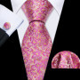 Mens Wedding Tie Brown Floral Silk Tie Hanky Set Barry.Wang Jacquard Woven Fashion Designer 9cm Neck Tie For Men Party FA-5507