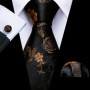 Mens Wedding Tie Brown Floral Silk Tie Hanky Set Barry.Wang Jacquard Woven Fashion Designer 9cm Neck Tie For Men Party FA-5507
