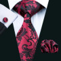 Mens Wedding Tie Brown Floral Silk Tie Hanky Set Barry.Wang Jacquard Woven Fashion Designer 9cm Neck Tie For Men Party FA-5507