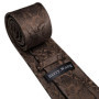 Mens Wedding Tie Brown Floral Silk Tie Hanky Set Barry.Wang Jacquard Woven Fashion Designer 9cm Neck Tie For Men Party FA-5507