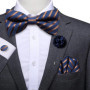 Hi-Tie Luxury Gold Silk Bow Ties for Men Fashion Men's Yellow Bowtie Handkerchief Cufflinks Brooch Set butterfly Wedding Set