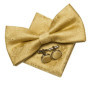 Hi-Tie Luxury Gold Silk Bow Ties for Men Fashion Men's Yellow Bowtie Handkerchief Cufflinks Brooch Set butterfly Wedding Set