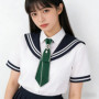 Hand Made Green Ribbon Tie Crystal Rhinestone Pearl Men Shirts British Girl Boys Neck Ties School Uniform Black Women Necktie