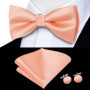 Hi-Tie Orange Tangerine Silk Mens Bow Tie Hankerchief Cufflinks Set Pre-tied Butterfly Knot Bowtie for Male Wedding Business