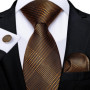 Luxury Black Gold Paisley Striped Floral Silk Men's Tie Set Handkerchief Cufflinks Wedding Party Accessories Groom Gift for Men