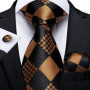 Luxury Black Gold Paisley Striped Floral Silk Men's Tie Set Handkerchief Cufflinks Wedding Party Accessories Groom Gift for Men