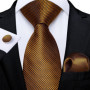 Luxury Black Gold Paisley Striped Floral Silk Men's Tie Set Handkerchief Cufflinks Wedding Party Accessories Groom Gift for Men