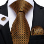 Luxury Black Gold Paisley Striped Floral Silk Men's Tie Set Handkerchief Cufflinks Wedding Party Accessories Groom Gift for Men