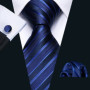 Navy Royal Sky Blue Men Tie Hanky Cufflinks Set Jacquard Cyan Teal Turquoise Necktie for Male Wedding Business