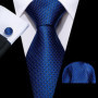 Navy Royal Sky Blue Men Tie Hanky Cufflinks Set Jacquard Cyan Teal Turquoise Necktie for Male Wedding Business