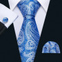 Navy Royal Sky Blue Men Tie Hanky Cufflinks Set Jacquard Cyan Teal Turquoise Necktie for Male Wedding Business