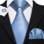 Navy Royal Sky Blue Men Tie Hanky Cufflinks Set Jacquard Cyan Teal Turquoise Necktie for Male Wedding Business