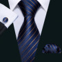 Navy Royal Sky Blue Men Tie Hanky Cufflinks Set Jacquard Cyan Teal Turquoise Necktie for Male Wedding Business