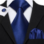 Navy Royal Sky Blue Men Tie Hanky Cufflinks Set Jacquard Cyan Teal Turquoise Necktie for Male Wedding Business