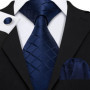 Navy Royal Sky Blue Men Tie Hanky Cufflinks Set Jacquard Cyan Teal Turquoise Necktie for Male Wedding Business