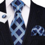 Navy Royal Sky Blue Men Tie Hanky Cufflinks Set Jacquard Cyan Teal Turquoise Necktie for Male Wedding Business