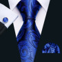 Navy Royal Sky Blue Men Tie Hanky Cufflinks Set Jacquard Cyan Teal Turquoise Necktie for Male Wedding Business