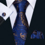 Navy Royal Sky Blue Men Tie Hanky Cufflinks Set Jacquard Cyan Teal Turquoise Necktie for Male Wedding Business
