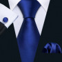 Navy Royal Sky Blue Men Tie Hanky Cufflinks Set Jacquard Cyan Teal Turquoise Necktie for Male Wedding Business