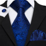 Navy Royal Sky Blue Men Tie Hanky Cufflinks Set Jacquard Cyan Teal Turquoise Necktie for Male Wedding Business
